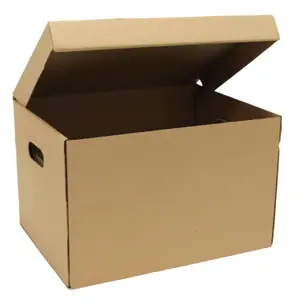 3 x Brown 15x12x9" Archive Boxes With Hinged Lids Perfect For Storing Files & Folders