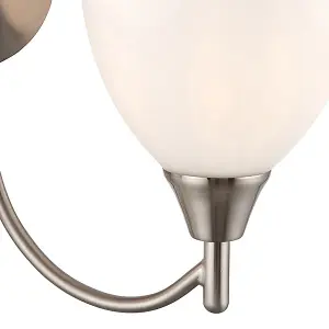 Luminosa Alton 2 Light Indoor Wall Light Satin Chrome with Matt Opal Glass, E14