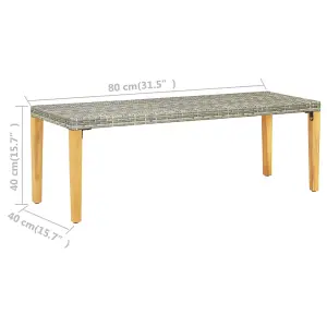 Berkfield Garden Bench 80 cm Poly Rattan Grey