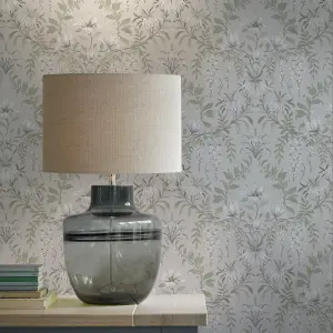 Laura Ashley Parterre Sage Damask Smooth Wallpaper Sample