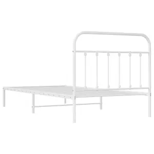 Berkfield Metal Bed Frame with Headboard White 100x200 cm