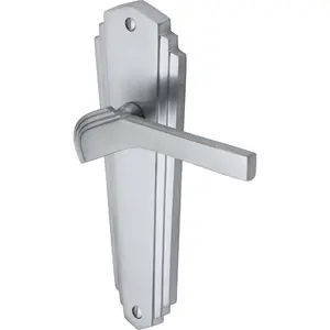 Heritage Door Handle Lever Latch Waldorf Design (Set of 2) Satin Chrome