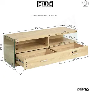 EKODE Modern TV Cabinet With 2 Drawers And Consoles For Storage