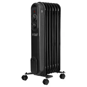 Russell Hobbs Electric Heater 1500W Black 7 Fin Oil Filled Radiator with 2 Year Guarantee RHOFR7004B