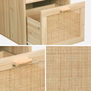 sweeek. 2-drawer woven rattan desk Camargue Natural 120x48x75 cm