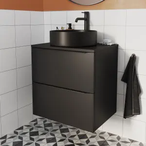 GoodHome Imandra Matt Black Wall-mounted Bathroom Cabinet (H) 600mm (W) 600mm