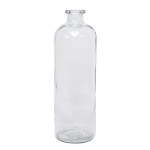 Tall Clear Glass Decorative Bottle. Ideal for Tall Stemmed Flowers. Height is 33 cm