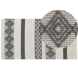 Wool Area Rug 80 x 150 cm Beige and Grey DAVUTLAR