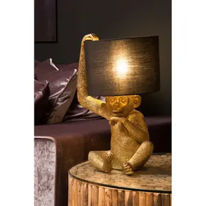 Lucide Extravaganza Chimp Retro Table Lamp 30cm - 1xE14 - Black