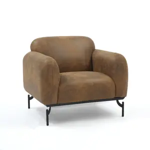 Faux Leather Suede Brown Aria Accent Chair