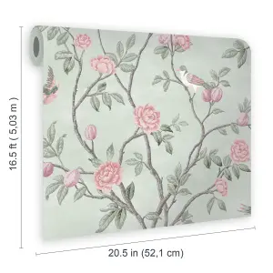 Laura Ashley Eglantine Eau de nil Trail Smooth Wallpaper