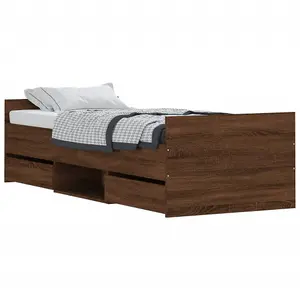 Berkfield Bed Frame with Headboard and Footboard Brown Oak 75x190 cm