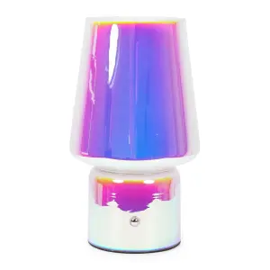 ValueLights Hanya Iridescent Glass Rechargeable Table Lamp