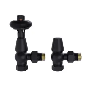 Rinse Bathrooms Chelsea Traditional Angled TRV Thermostatic Radiator Valves Black