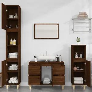 Berkfield Sink Cabinet Brown Oak 80x33x60 cm Engineered Wood