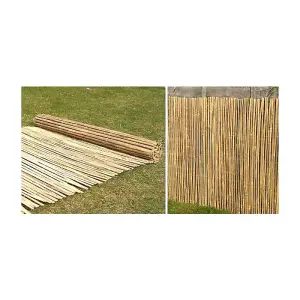 Primrose Bamboo Slat Natural Garden Fence Screening Roll Privacy W4m x H1.2m