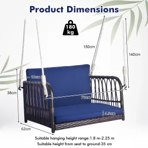 Costway Patio Porch Swing Chair Outdoor Single Person Hanging Seat w/ Cushion