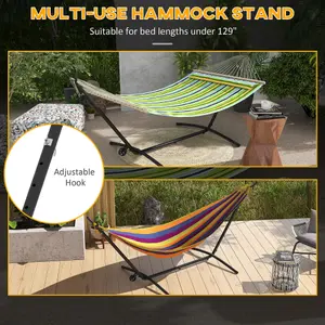 Outsunny Hammock Stand w/ Wheels, Adjustable Hammock Stand w/ Carry Bag, Black