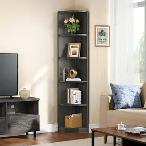 180.1cm H x 29.7cm W Corner Bookcase Grey