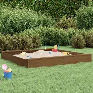 Berkfield Sandbox with Seats Honey Brown Square Solid Wood Pine