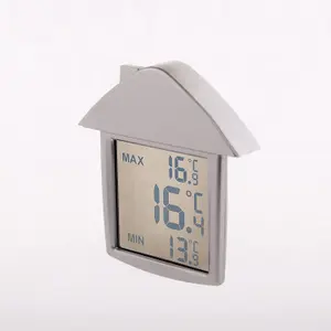 Digital Window or Wall Thermometer - House Shaped Indoor Outdoor Temperature Meter with Digital Display in Celsius or Fahrenheit