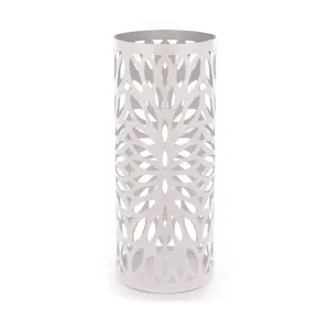 Round Metal Umbrella Stand in White M&W