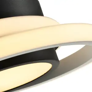 Modern LED Ceiling Light with Black and White Rings and Central Downlighter