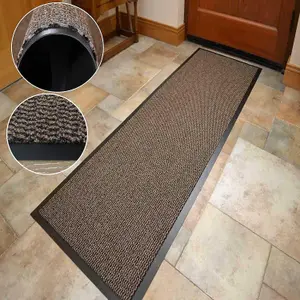 Dirt Trapper Barrier Door Mats Indoor/Outdoor, Heavy Duty Non-Slip Entrance Rug - Brown (60x90 cm)