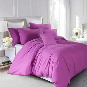 Marnisha Polyester Solid Colour Duvet Cover Set with Pillowcases Purple / Single - 1 Standard Pillowcase