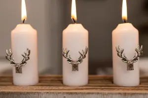 3pc Christmas Stag Candle Pins