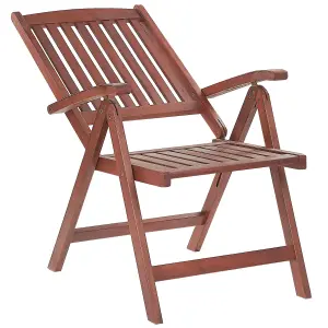 Set of 2 Garden Chairs with Cushions TOSCANA Acacia Wood Dark Red