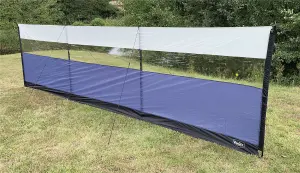 Vanilla Leisure WindGuard Windbreak 5m Blue, 3 Panels With Panoramic Windows, Poles, Pegs, Guylines And Bag