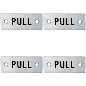 4 PACK - Rectangular Door PULL Sign 75 x 30mm Satin Stainless Steel Door Plate