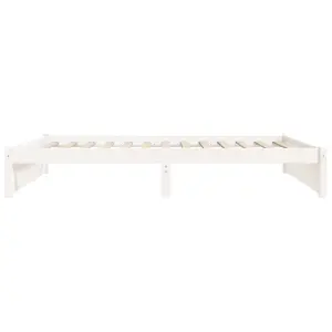 Berkfield Bed Frame White Solid Wood 75x190 cm Small Single