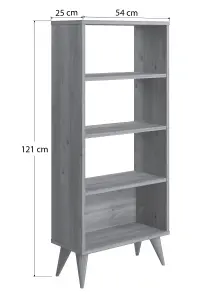 Soho Bookcase Free Standing Storage Shelf, 54 x 25 x 121 cm 4 Tier Display Shelves, Bookshelf, Open Cabinet, Walnut