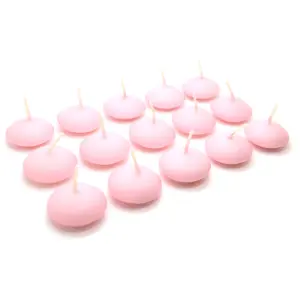 Floating Candles, Pack of 15, Unscented, Long Burning Time, Tealights Candles, Romantic Decoration Wedding Dinner Christmas (Pink)