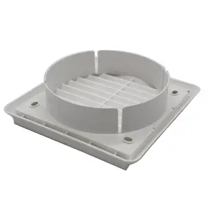 Kair White Louvred Grille 155mm External Dimension Wall Ducting Air Vent with Round 125mm - 5 inch Rear Spigot