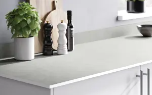 GoodHome Nepeta Matt White Stone effect Paper & resin Upstand (L)3000mm