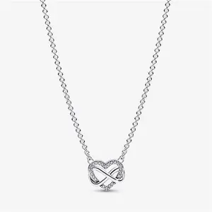 Pandora Sparkling Infinity Heart Collier Necklace - Sterling Silver / Cubic Zirconia - Sz. 50 cm