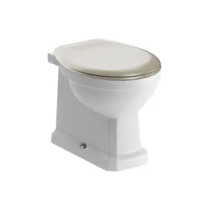 Somerton White Boxed rim Back to wall Toilet pan with Latte beige Soft close seat