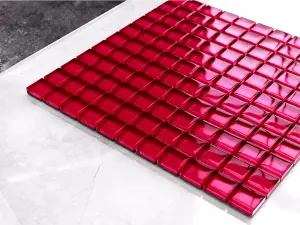 Glass mosaic on mesh for bathroom or kitchen 300mm x 300mm - Red passion