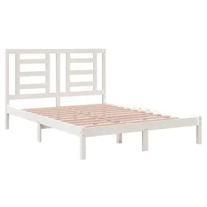 Berkfield Bed Frame White Solid Wood Pine 140x200 cm