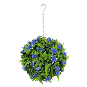 Best Artificial 23cm Blue Lily Hanging Basket Flower Topiary Ball - Suitable for Outdoor Use - Weather & Fade Resistant