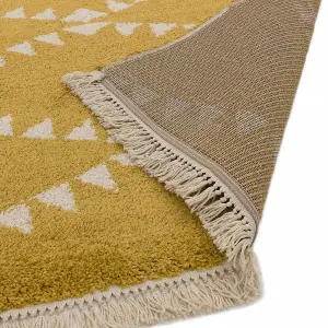 Mustard Shaggy Handmade Modern Easy to clean Rug for Dining Room-120cm X 170cm