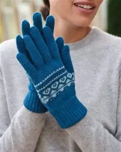 Womens Fairisle Glove Blue | Woolovers