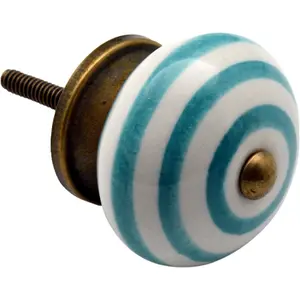 Nicola Spring - Round Ceramic Cabinet Knob - Stripe