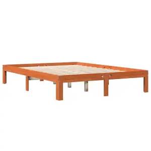 Berkfield Bed Frame without Mattress Wax Brown 120x190 cm Small Double Solid Wood Pine