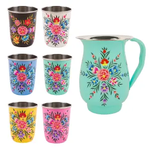 BillyCan - Picnic Jug Set - 300ml - Mint Pansy Jug - Multicolour - 7pc