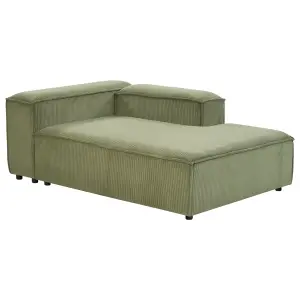 Left Hand Jumbo Cord Chaise Lounge Green ARDAL