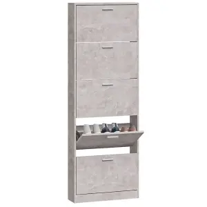 Shoe Cabinet Concrete Grey 59x17x169 cm Engineered Wood